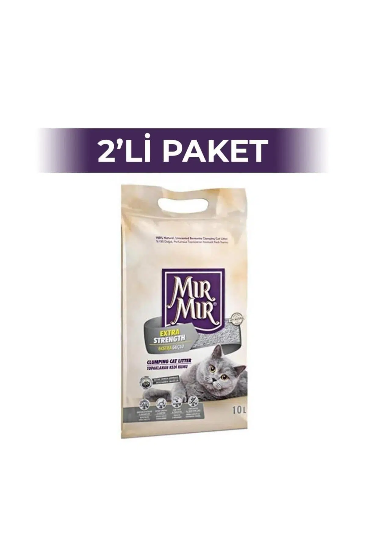 MırMır Aktif Karbonlu Topaklaşan Bentonit Kedi Kumu 2 X 10 L 