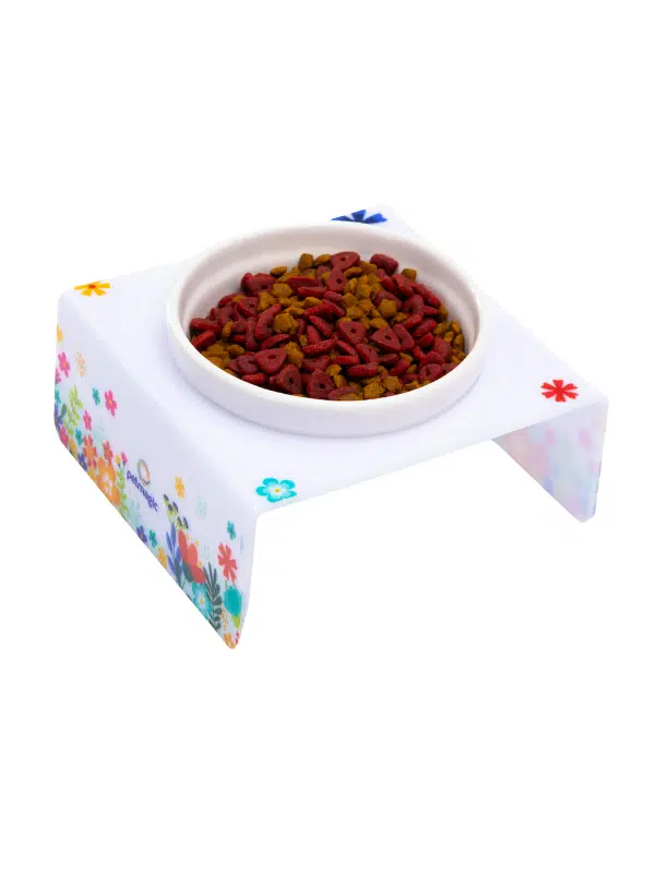 Petmagic Akrilik Beyaz Seramik Tekli Evcil Hayvan Kedi ve Mini Irk Köpek Mama Kabı-Beyaz Bahar