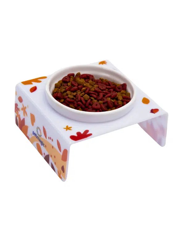 Petmagic Akrilik Beyaz Seramik Tekli Evcil Hayvan Kedi ve Mini Irk Köpek Mama Kabı-Beyaz Sonbahar