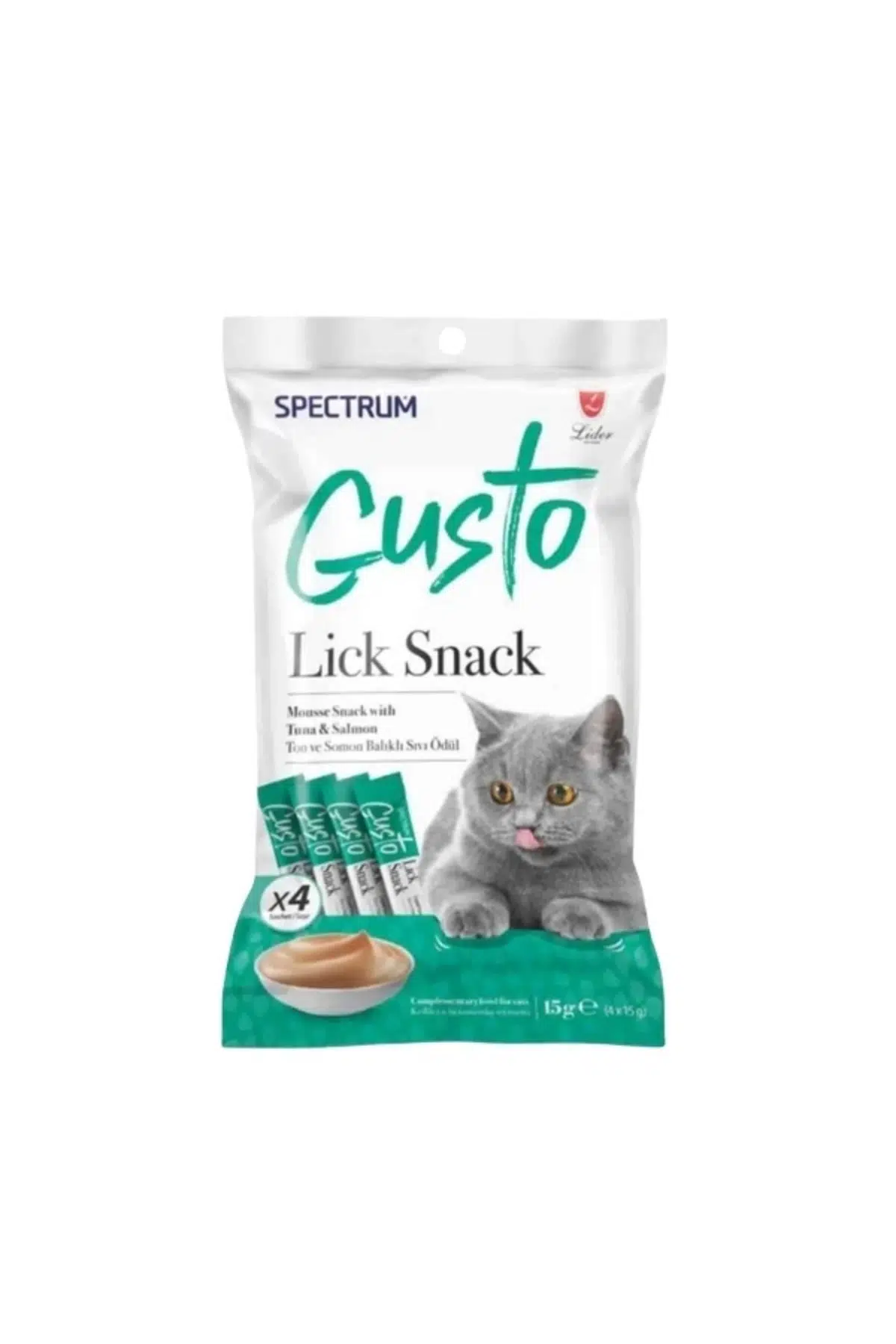 Spectrum Gusto Lick Snack Ton ve Somon Balıklı Sıvı Kedi Ödül Maması 1 Adet-4x15 Gr
