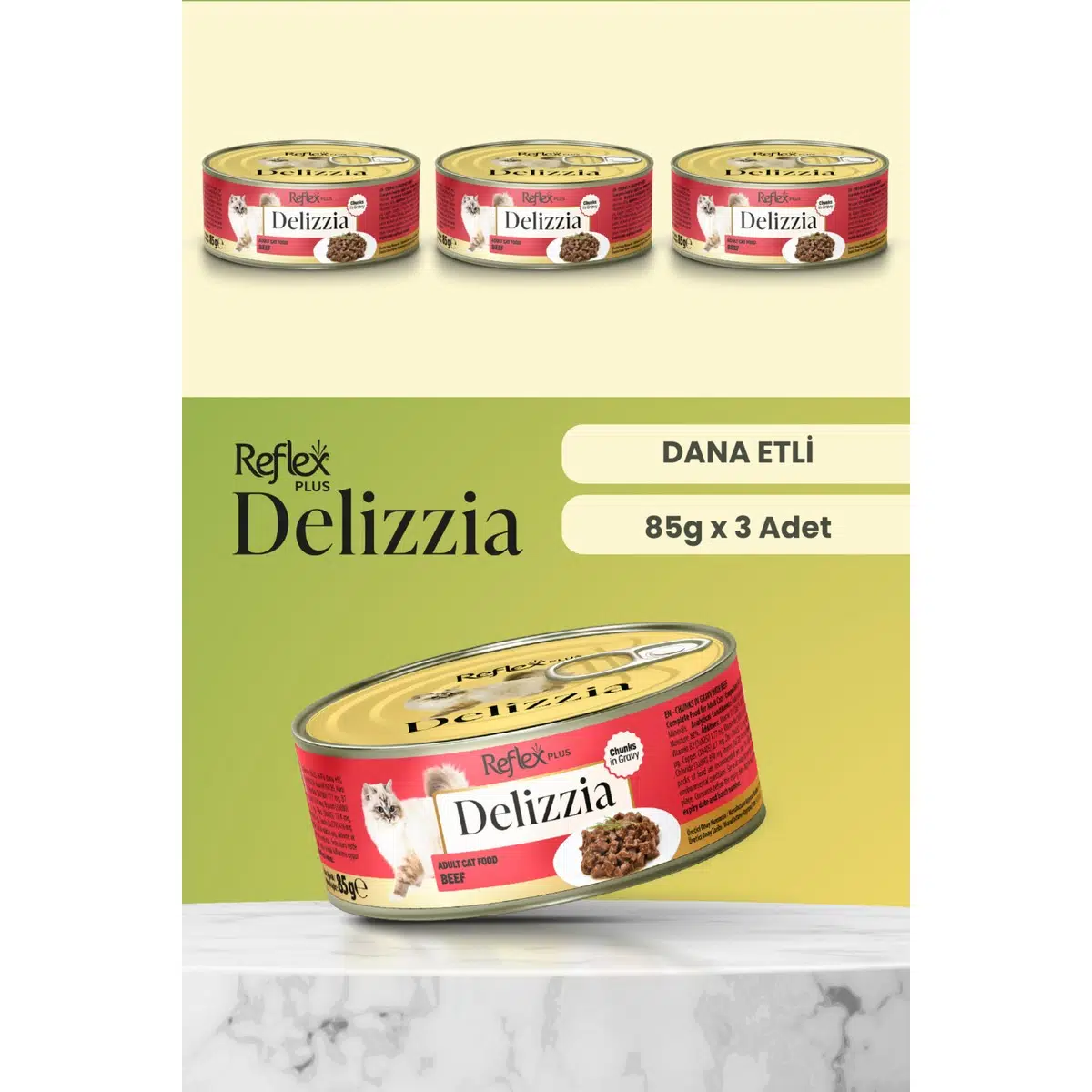 Reflex Plus Delizzia Dana Etli Yetişkin Kedi Maması 85g X 3 Adet