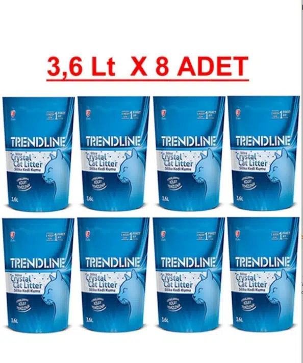 Trendline Kristal Silika Kedi Kumu - 3.6 Lt X 8 Adet ( 8 Li )