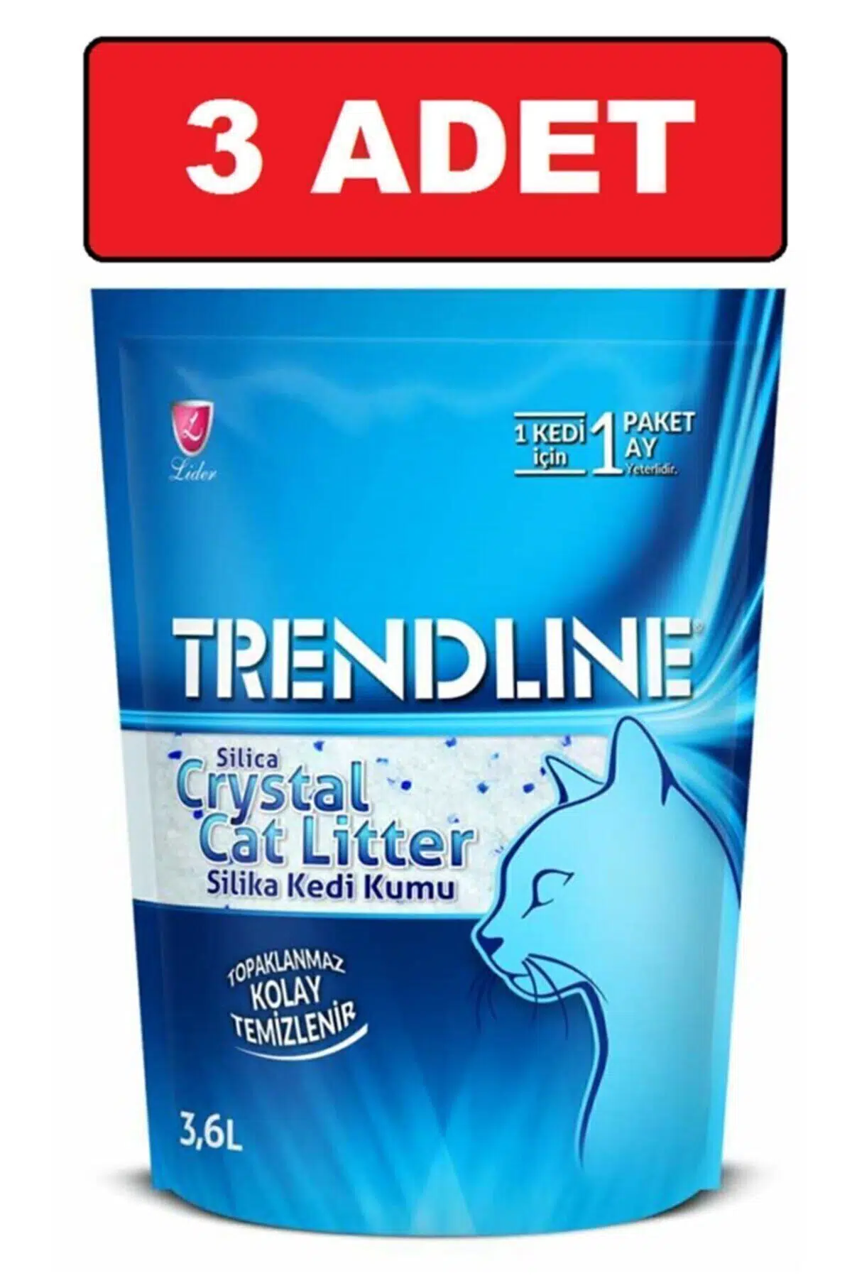 Trendline Tozsuz Silika Kristal Kedi Kumu 3 Adet X 3600 ml
